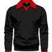 Men's Stylish Autumn Polo Shirt With Layered Collar Design, Long Sleeve Casual Pullover, Trendy Two-Tone Contrast_viptrois.com