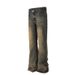 American Jeans For Men And Women Yellow Mud Dyed Loose Straight Washed Vintage Flared Couple Street Style Floor-Length_viptrois.com