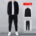Cotton Casual Sportswear Set Men's Cardigan Hooded Sweater Running Suit Two-piece Jacket_viptrois.com
