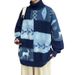 Pure Cross-Border Hot-Selling European Plus Size Patchwork Cable Knit Sweater Men's Turtleneck Christmas Halloween Trend_viptrois.com