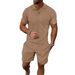 Men's Clothing Summer Fashion Lapel Short Sleeved Polo Shirt Jacquard Casual Versatile Shorts Suit_viptrois.com