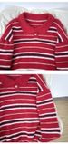 Mink Fur Striped Polo Neck Sweater For Men, Retro High-end Loose Knit Sweater_viptrois.com