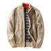 Men's Clothing Stand Up Collar Knitted Cardigan Plus Velvet Men's Stand Collar Knit Cardigan Fleece Lined Thick Warm Casual Versatile Sweater Jacket_viptrois.com