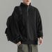 Japanese Retro Half-Zip Stand Collar Sweatshirt Men 2024 Spring Autumn New Fashion Trend Solid Color Casual Jacket Top_viptrois.com