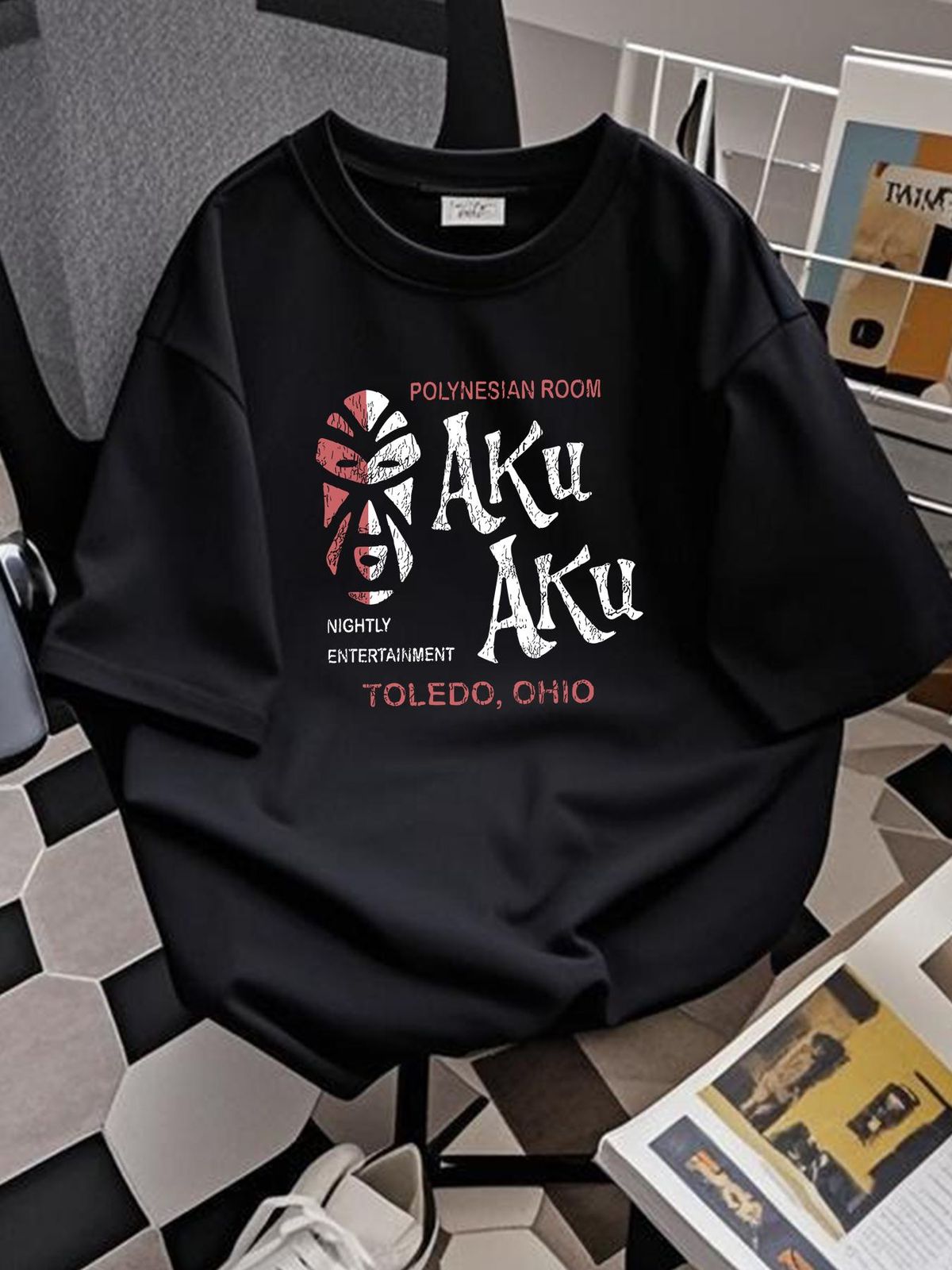 Retro Tiki Art Tee T Shirt Cotton Bar Mug Restaurant AKU AKU Toledo Ohio Summer Breathable Stylish Fashion Homme Slightly Stretched Versatile_viptrois.com
