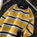 Autumn And Winter Warm Embroidered Striped Mink Fur Round Neck Sweater Pullover Knit Sweater_viptrois.com