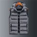 Men's Cotton Hooded Vest With Stand Collar, Loose Fit Winter Vest For Plus Size, Warm Fleece Lined Casual Outerwear_viptrois.com