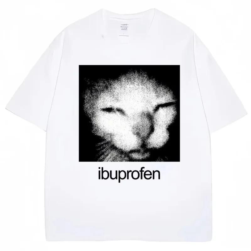 Camiseta Gráfica Vintage Divertida Gato Con Ibuprofeno, Humor Para Hombres Y Mujeres, Moda, Algodón Gran Tamaño, Ropa_viptrois.com