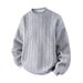 Men's Cable Knit Sweatshirt – Oversized Drop-Shoulder Crewneck With Jacquard Detailing (Black/Light Grey/White)_viptrois.com