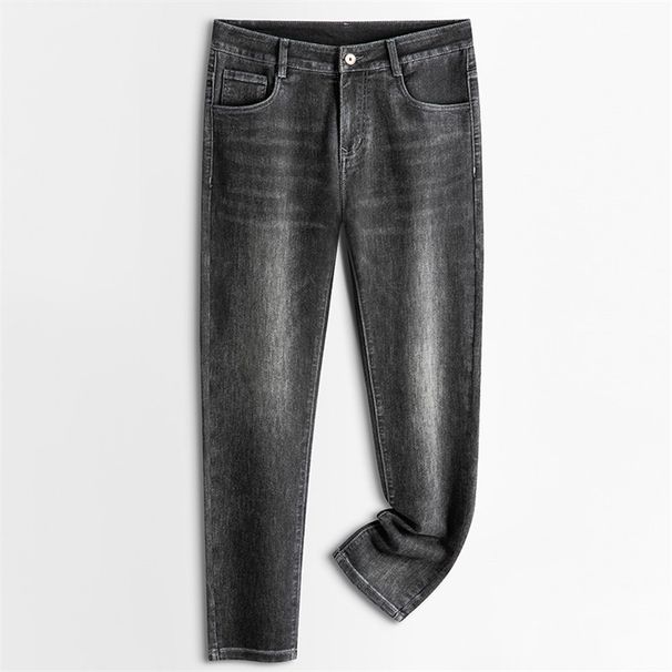 Middle-aged Men's Jeans Dad's Large Size Casual Loose Straight Elastic Spring Autumn Thin Long Business Pants_viptrois.com