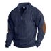 24 Autumn And Winter New Solid Color Men's Half Zipper Corduroy Casual Stand Collar Long Sleeve Sweatshirt Men_viptrois.com