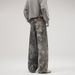 Men's Clothing Splashed Printed Jeans Washed Heavy Loose Wide Leg Floor Length Pants_viptrois.com