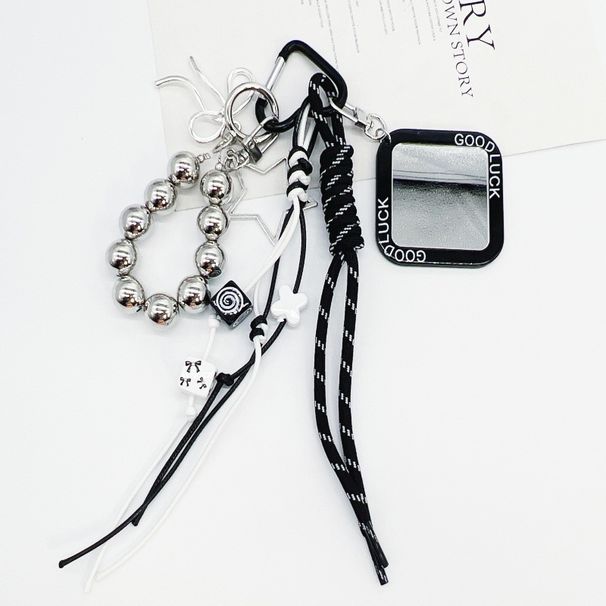 Love Five Pointed Star Mirror Beaded Keychain Bag Accessories Mobile Phone Chain Pendant Ornaments_viptrois.com
