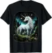 Fantasy White Unicorn Standing In Forest Stars T-Shirt Mens Womens Tees Top_viptrois.com
