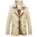 Men’s Washed Cotton Jacket – Fleece-Lined Winter Coat With Stand Collar & Button Closure (M-5XL)_viptrois.com