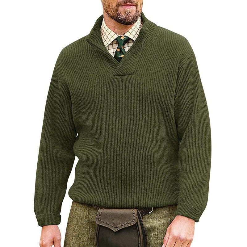 Men's V-Neck Knit Sweater – Oversized Casual Pullover With Stretch Blend (M-XXXL, Korean-Inspired Loose Fit, Business Casual Essential)_viptrois.com