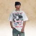American Sree Syle Spray-pained Faded Pure Coon 300g Disressed Ripped Men's Loose Casual Shor-sleeve_viptrois.com