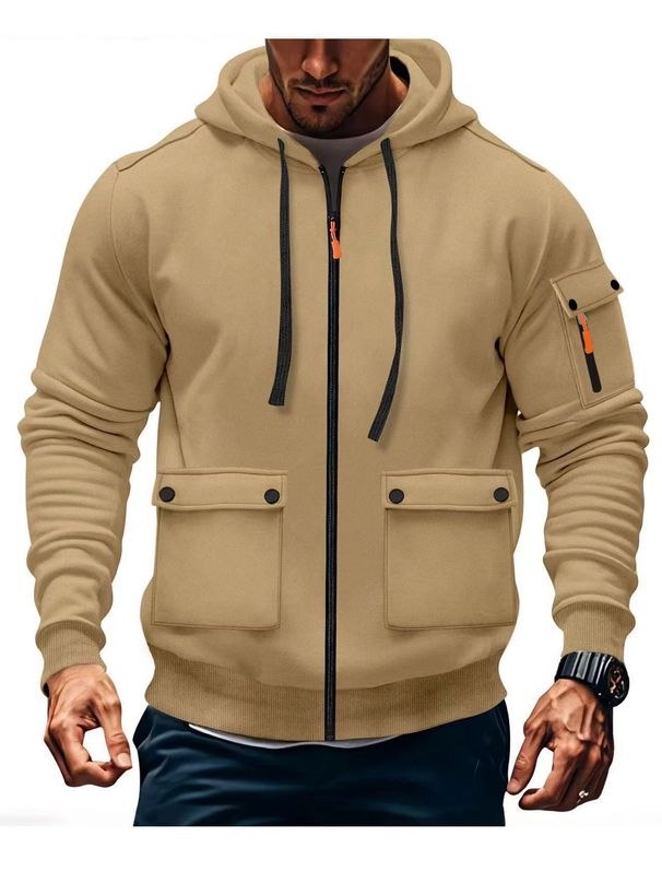Men's Zip-Up Hoodie With Multiple Pockets – Lightweight Pullover For Casual & Outdoor Wear (White, Black, Navy, Army Green & More) – S To Xxxl_viptrois.com