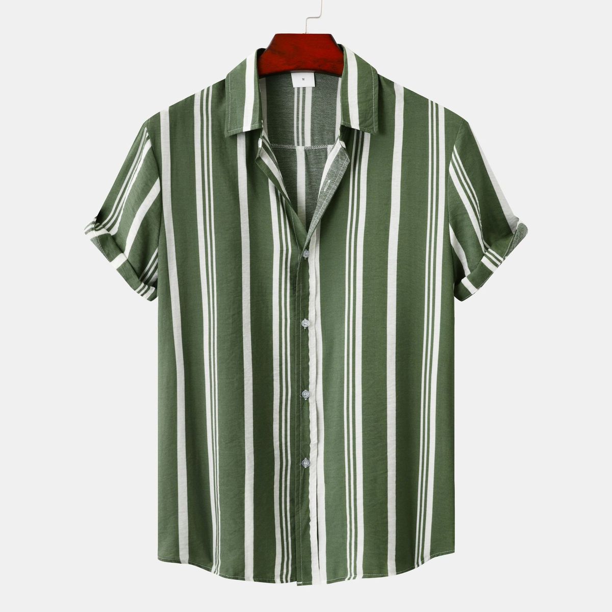 Men's Clothing Spring And Summer New Men's Shirts Men's Casual Striped Printed Short Sleeved Shirts For Men_viptrois.com