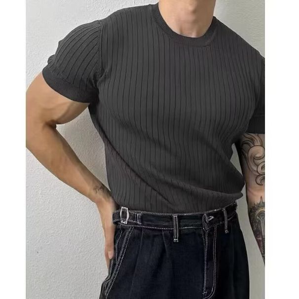 Men's Slim Fit Polo Shirt Summer Style Casual Knit T-Shirt Solid Color Lapel Collar Top_viptrois.com