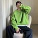 Men's Solid Color Pullover Sweater – Minimalist Hong Kong Style Loose Fit Knitwear For Autumn & Winter (Black/White/Green/Blue/Burgundy, M-XXXXL)_viptrois.com