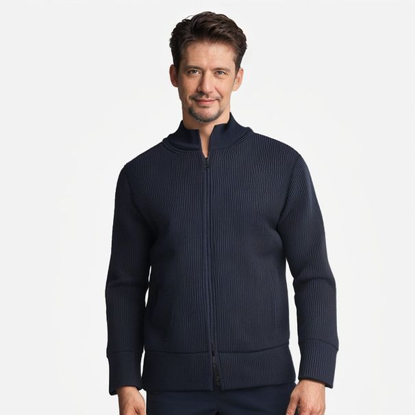 2024 Autumn Winter New Lazy Style Zipper Sweater Cardigan Men's Casual Simple Solid Color Knitted Jacket Trendy_viptrois.com