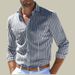 Men's 3D Digital Print Long Sleeve Shirt - Stretch Stripe Pattern Business Casual Button Up Shirt With Modern Fit_viptrois.com
