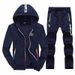 Men's Spring And Autumn Casual Suit Hooded Sports Fashion Color Zipper Men's Two-piece Set Casual Versatile_viptrois.com