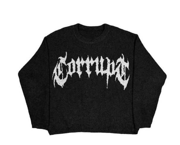 Unisex Casual Letter Jacquard Knit Sweater - Loose Fit Round Neck Pullover For Men & Women_viptrois.com