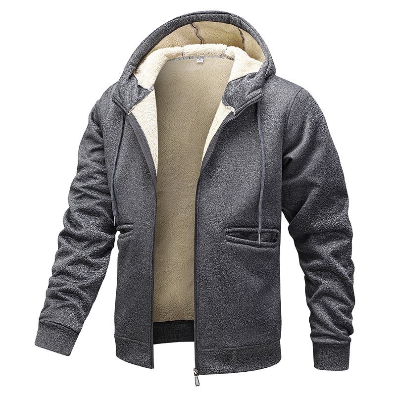 Autumn And Winter New Men's Sweater Lamb Wool Thickened Jacket Cardigan Casual_viptrois.com