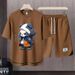Men's Clothing 2024 Waffle Casual Summer Suit Men's Loose Teen Short sleeved T shirt Shorts Handsome Two piece Suit_viptrois.com