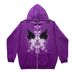 Gothic Couple Butterfly Skull Harajuku Large Size Zipper Dark Style Sweatshirt Women's Hoodie_viptrois.com