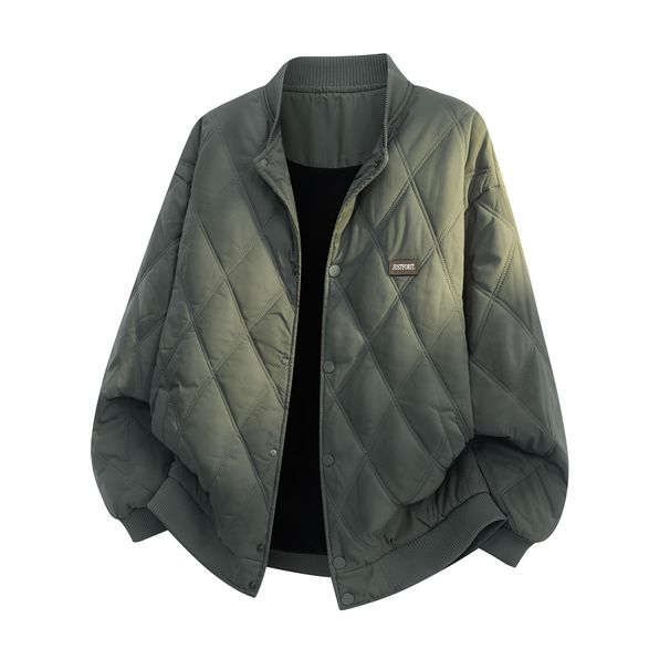 ACUSCEOOU Men's Quilted Bomber Jacket – Winter-Ready Polyester Puffer Coat With Diamond Stitching, Streetwear Zip-Up (Black/Mint/Beige, M-6XL)_viptrois.com