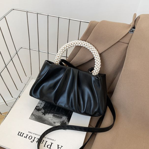 Soft Cloud Shoulder Bag For Women - Minimalist Crossbody Purse With Wrinkle Design, Lightweight PU Handbag For Daily Use (Green, Blue, Black, Beige)_viptrois.com