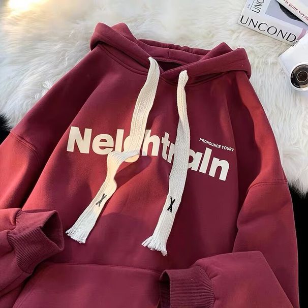 New Long Sleeve Letter Velvet Hoodie For Men And Women, Trendy And Stylish, Versatile And Loose Top_viptrois.com