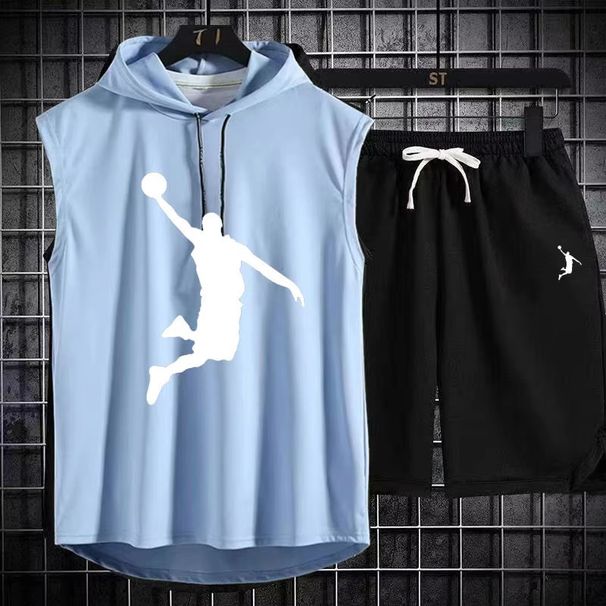 Men's Clothing New Sleeveless Vest Suit Men's Casual Hooded Hooded Suit Hip Hop Men's Sports Suit_viptrois.com