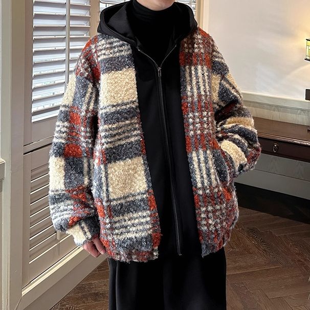 Casual Jacket, Cotton Jacket, Thick And Warm Hooded Cotton Jacket, Retro Small Fragrant Style Checkered Jacket_viptrois.com