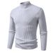 Men's Slim Fit Semi-Turtle Neck Knit Sweater - Breathable Stretch Polyester Casual Pullover For Autumn Winter_viptrois.com