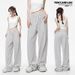 Men's Clothing Summer retro checkerboard jacquard loose wide leg drawstring straight mid waist trousers_viptrois.com