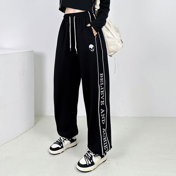 Men's Clothing Autumn Cotton Pants Loose Straight Through High Street Trend Casual Sports Pants Wide Leg Trousers_viptrois.com