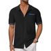 Men's Clothing Fashion Summer Casual Shirt Short Sleeved Suit Collar Hollow Breathable Cardigan_viptrois.com