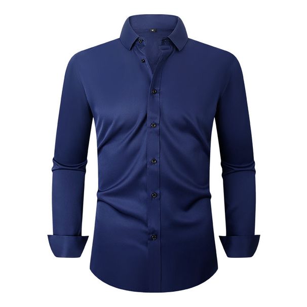 Men's Stretch & Wrinkle-Resistant Dress Shirt – 4-Way Elastic Business Casual (15 Colors) – Slim Fit Long Sleeve (S To XXXL)_viptrois.com