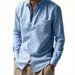Men's Linen Casual Shirt – Breathable Button-Up Shirt With Lapel Collar (White/Black/Army Green/Khaki/Light Blue, Sizes S-XXXL_viptrois.com