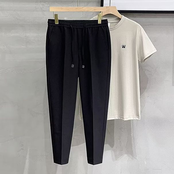 Men's Clothing Casual Nine Point Trousers Men's Suit Trousers Anti Wrinkle Drape Men's Commuting Suit Trousers Tapered Spring And Summer Long Trousers_viptrois.com