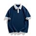 Men's Summer Solid Color Polo T-Shirt Heavyweight Soft Polyester Short Sleeve Trendy For Students And Commuters_viptrois.com