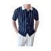 Men's Clothing Casual Striped Polo Shirt Men's Summer Business Lapel Slim Fit Top Gentleman Thin Knitted Striped Short Sleeved T Shirt_viptrois.com