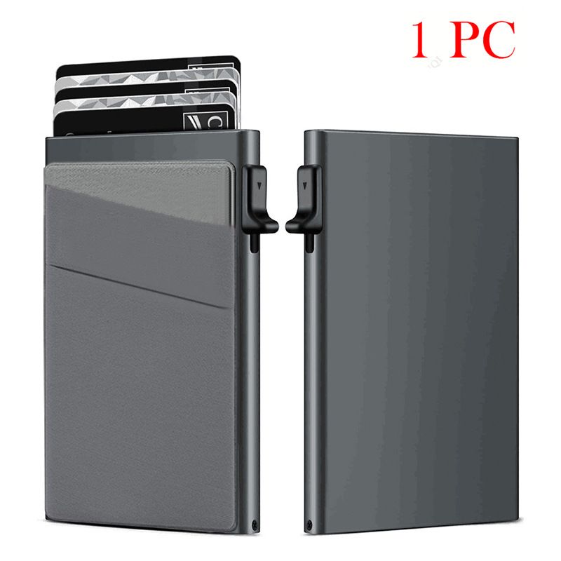 Luggage & Bags Aluminum Alloy Metal Card Box Side Push One Click Card Out Simple Anti Theft Brush Lycra Card Holder Oblique Mouth_viptrois.com