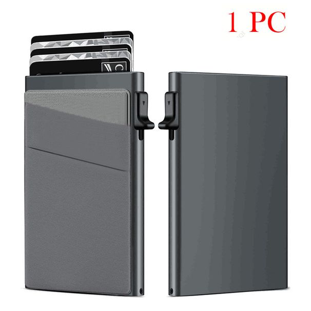 Luggage & Bags Aluminum Alloy Metal Card Box Side Push One Click Card Out Simple Anti Theft Brush Lycra Card Holder Oblique Mouth_viptrois.com