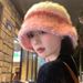 Dopamine color blocked striped plush knitted fisherman for women, 2024 autumn and winter warm woolen hat, big head_viptrois.com