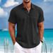 Men's Clothing European And American Men's Casual Button Decoration Lapel Cotton And Linen Short Sleeved Thin Shirt European Size Shirt Men_viptrois.com